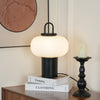 black metal glass table lamp with handle for bedside reading
