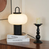 black metal glass table lamp with handle for bedside reading