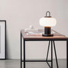 black metal glass table lamp with handle for bedside reading