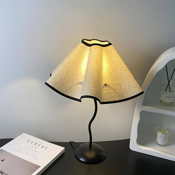 black metal table lamp with white linen shade for bedside and office