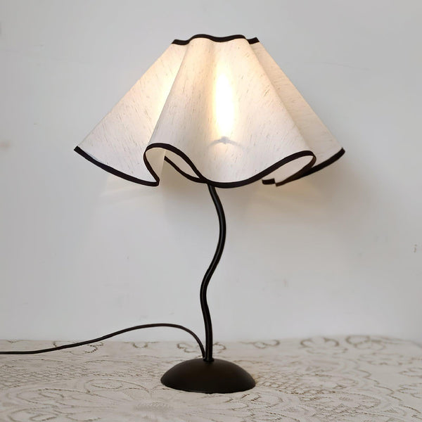 black metal table lamp with white linen shade for bedside and office