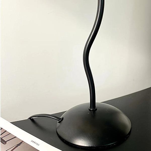 black metal table lamp with white linen shade for bedside and office