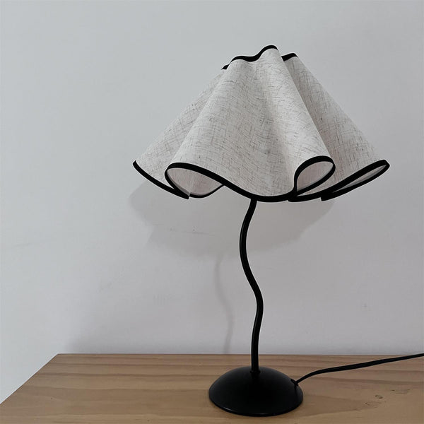 black metal table lamp with white linen shade for bedside and office