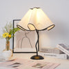 black metal table lamp with white linen shade for bedside and office