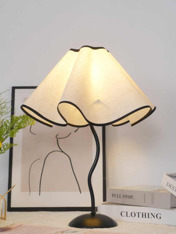 black metal table lamp with white linen shade for bedside and office