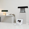 black paper table lamp with stainless steel for bedside reading nook