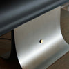 black paper table lamp with stainless steel for bedside reading nook