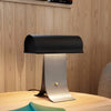black paper table lamp with stainless steel for bedside reading nook