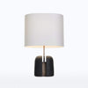 black resin table lamp with white fabric shade for bedside