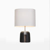 black resin table lamp with white fabric shade for bedside