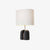 black resin table lamp with white fabric shade for bedside