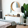 black resin table lamp with white fabric shade for bedside
