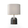 black resin table lamp with white fabric shade for bedside