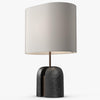 black resin table lamp with white fabric shade for bedside