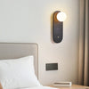 black travertine cylinder wall sconce white glass