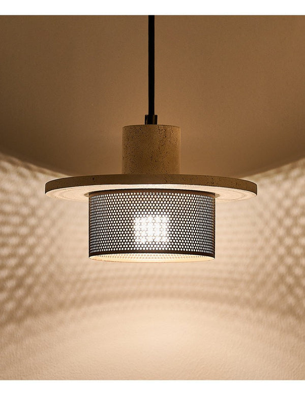 black yellow travertine mesh pendant light
