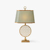 blue fabric shade gold table lamp for bedroom reading nook