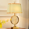 blue fabric shade gold table lamp for bedroom reading nook