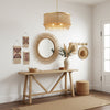 bohemian antique brass wood coconut bead chandelier