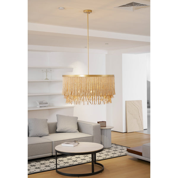 bohemian antique brass wood coconut bead chandelier
