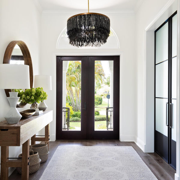 bohemian antique brass wood coconut bead chandelier