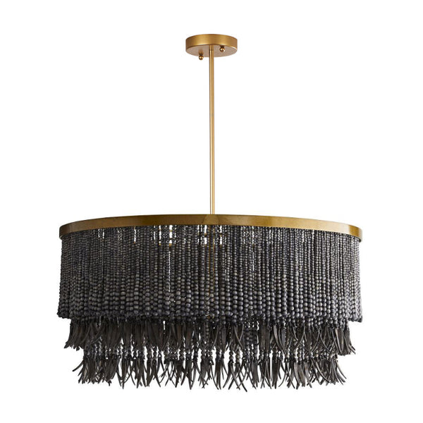 bohemian antique brass wood coconut bead chandelier