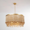 bohemian antique brass wood coconut bead chandelier