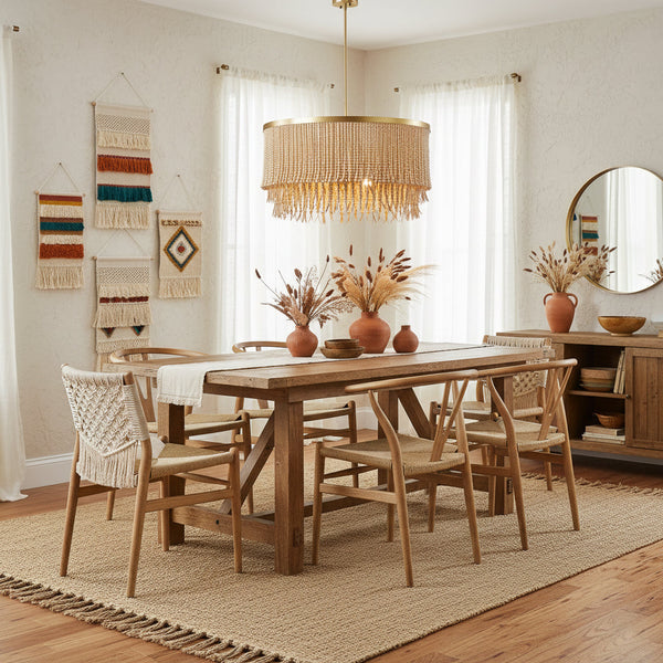 bohemian antique brass wood coconut bead chandelier