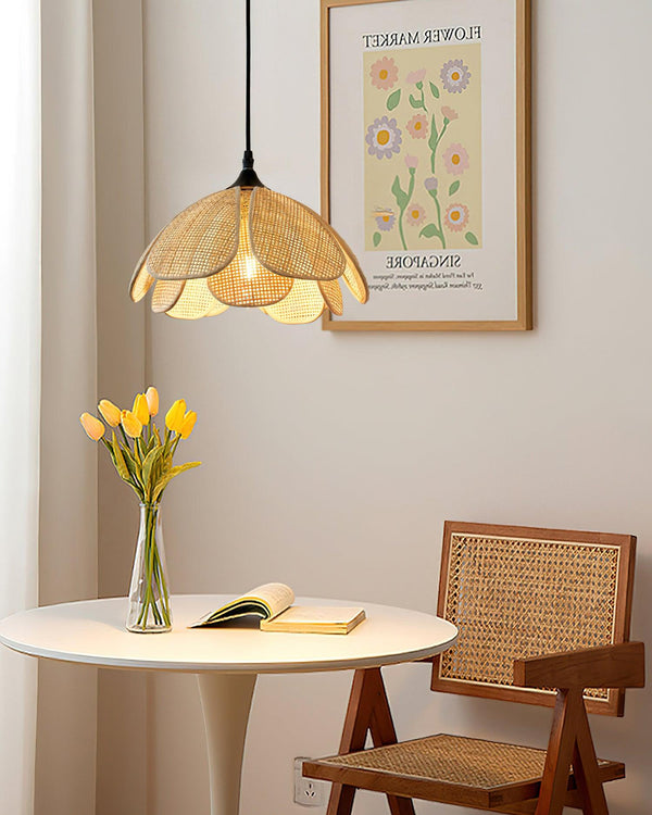 bohemian gold rattan flower pendant lamp