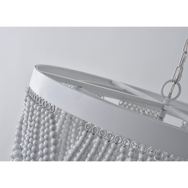 bohemian white wood bead iron chandelier