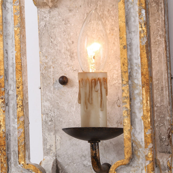 boho white wood cube candle wall sconce