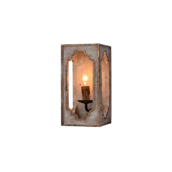 boho white wood cube candle wall sconce