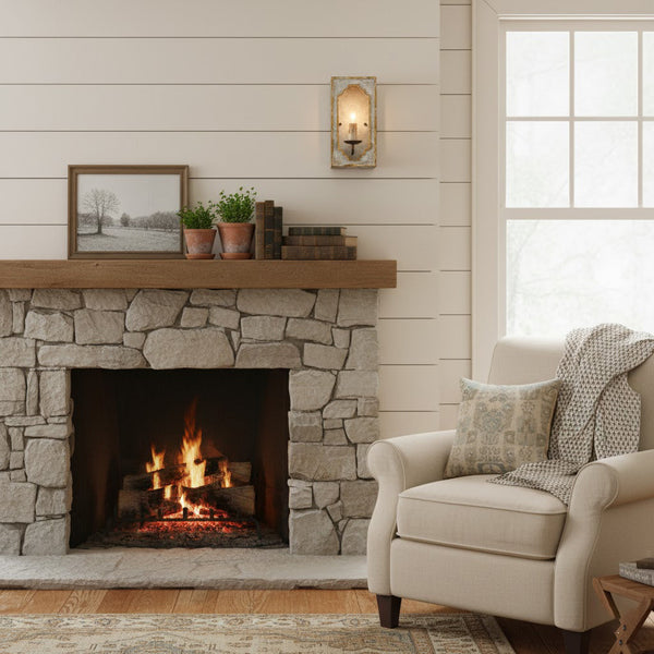 boho white wood cube candle wall sconce