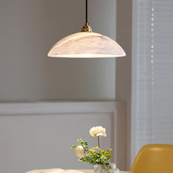 brass alabaster dome swag pendant light