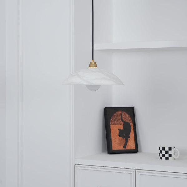 brass alabaster dome swag pendant light