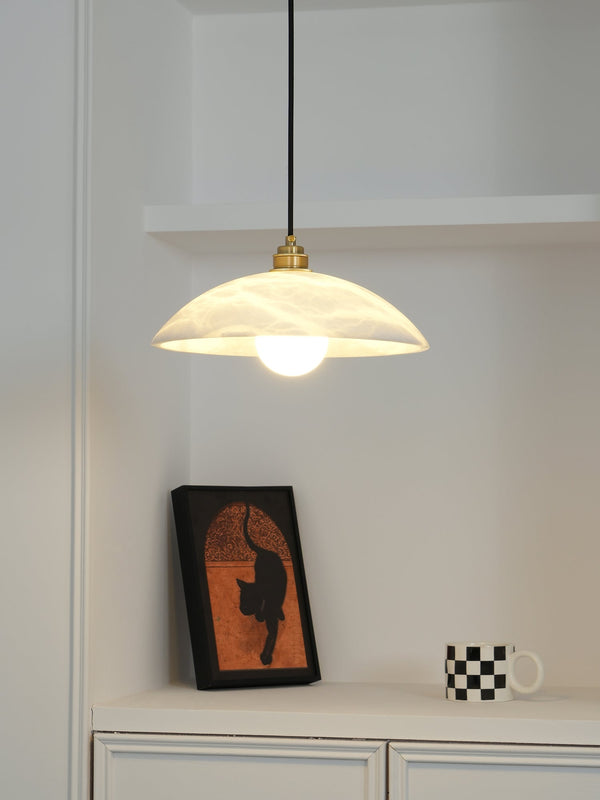 brass alabaster dome swag pendant light