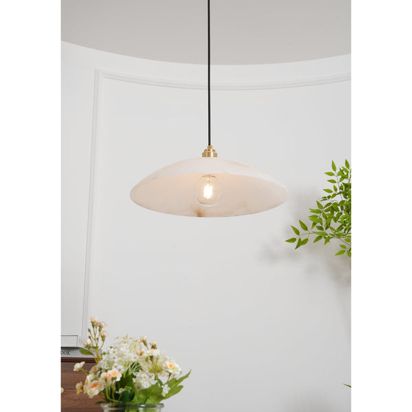 brass alabaster dome swag pendant light