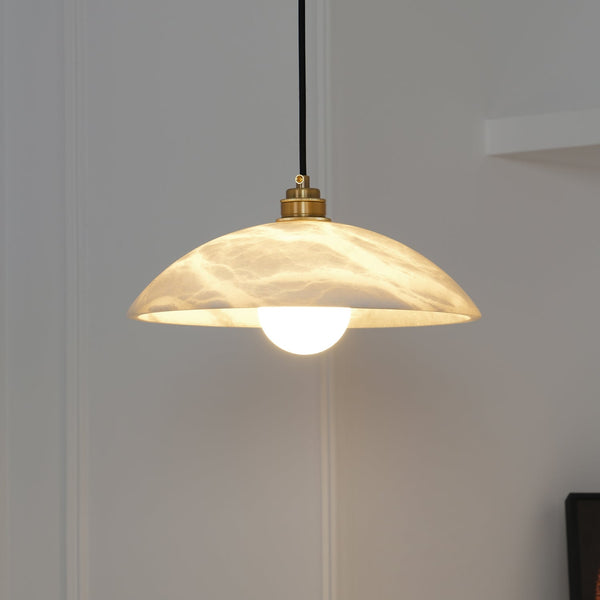 brass alabaster dome swag pendant light