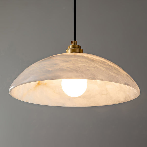brass alabaster dome swag pendant light