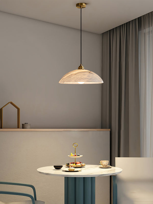 brass alabaster dome swag pendant light