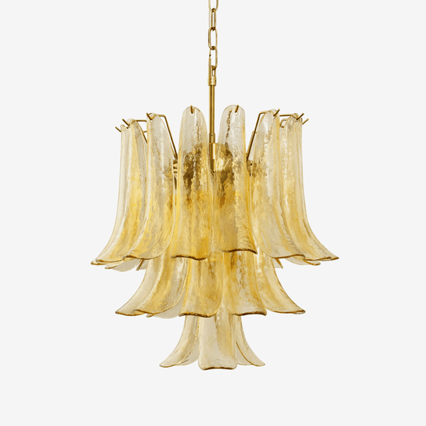 brass amber cascade glass chandelier