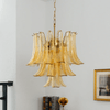 brass amber cascade glass chandelier