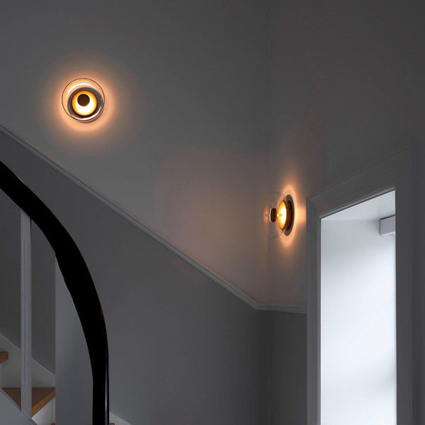 brass glass led wall sconce bedroom hallway