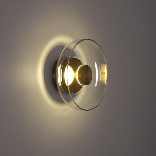 brass glass led wall sconce bedroom hallway