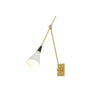 brass swing arm wall lamp with aluminum shade for bedroom and reading nook