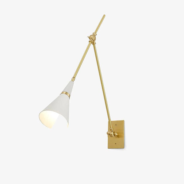 brass swing arm wall lamp with aluminum shade for bedroom and reading nook