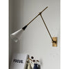 brass swing arm wall lamp with aluminum shade for bedroom and reading nook