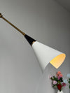 brass swing arm wall lamp with aluminum shade for bedroom and reading nook