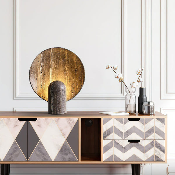 brown travertine table lamp for bedroom nightstand and living room