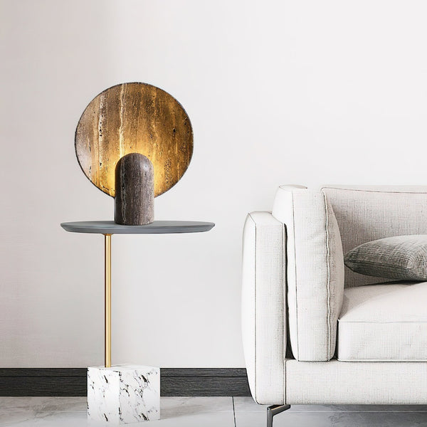 brown travertine table lamp for bedroom nightstand and living room